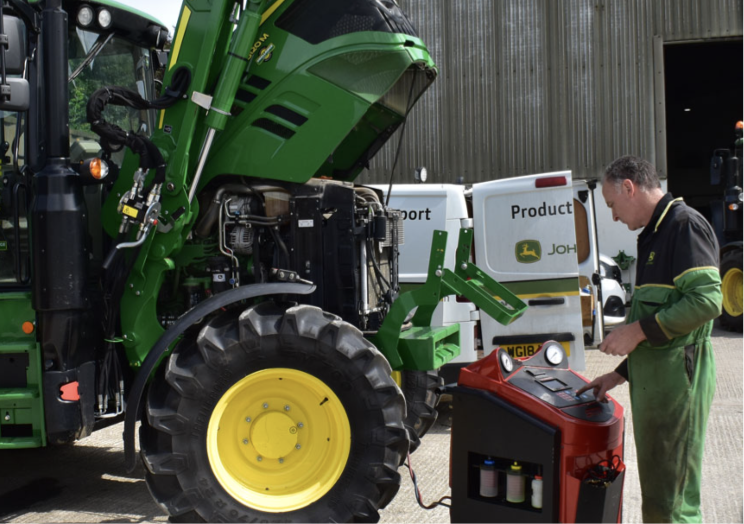 tractor with bonnet up